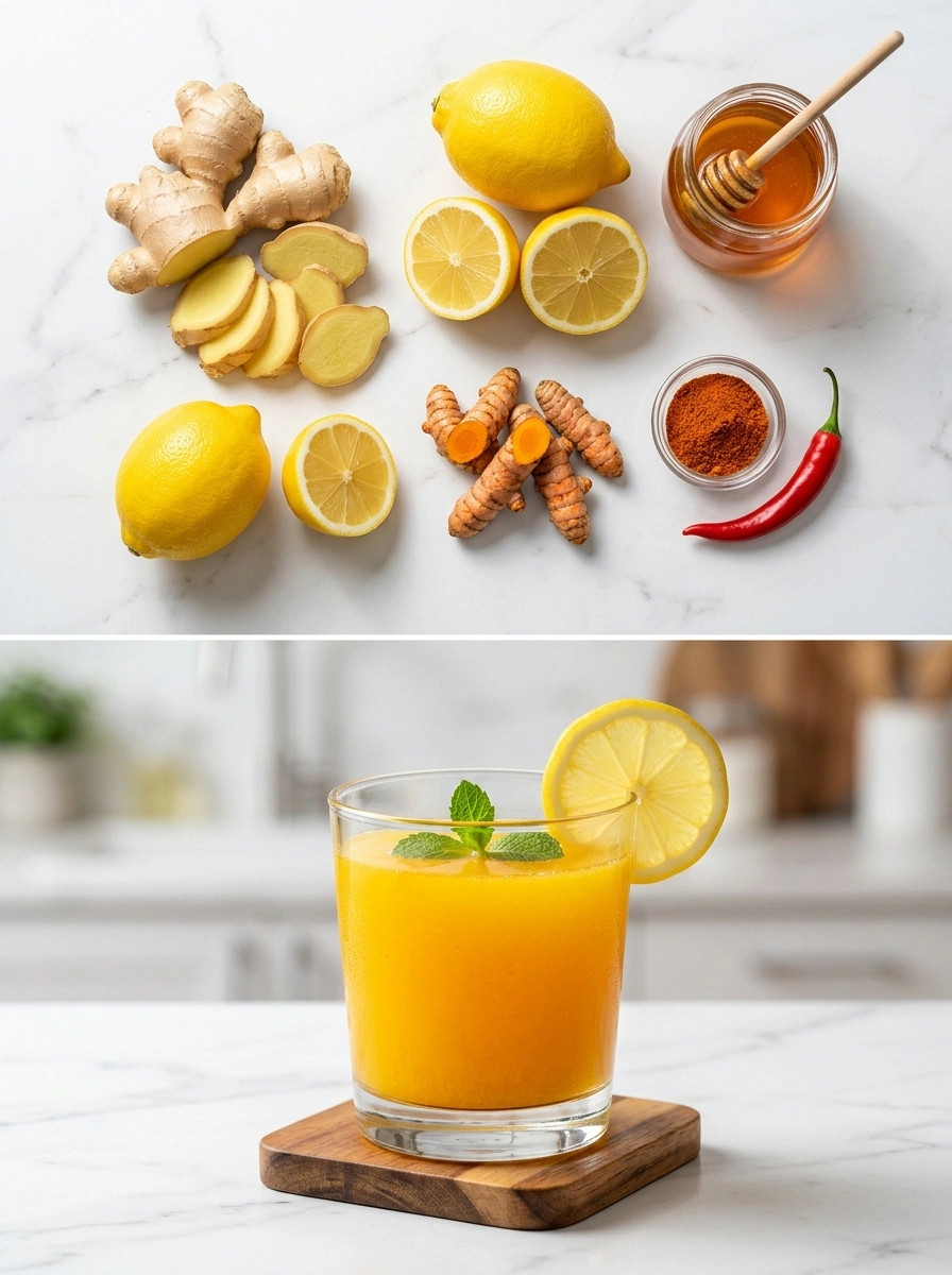 Fiery Ginger Lemon Immunity Rocket - traditionellt Sverige Smoothies & Drycker recept, perfekt till vardagsmiddag
